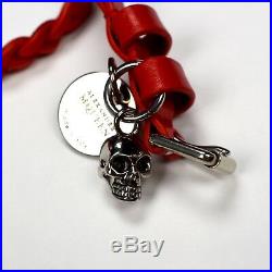 NWT $365 Alexander McQueen Men's Red Double Wrap Skull Charm Bracelet AUTHENTIC