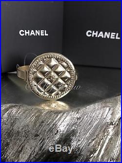 NWT CHANEL 2016 2015 Gold Coin Quilted Medallion CC Charm Classic Bracelet Cuff