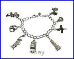 NYC New York City Landmarks Attractions Sterling Silver Charm Bracelet Signed