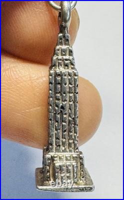 NYC New York City Landmarks Attractions Sterling Silver Charm Bracelet Signed