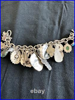 Na Charm Bracelet Loaded 25+ Charms Silver Turquoise Zuni Navajo Make An Offer