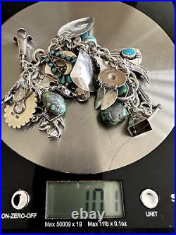 Na Charm Bracelet Loaded 25+ Charms Silver Turquoise Zuni Navajo Make An Offer