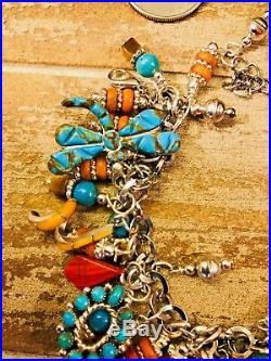 Native American Silver Charm Bracelet. From Kokapelli to Dragonflys