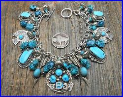 Native Southwest charm bracelet Turquoise Sterling silver
