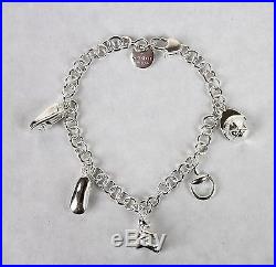 New Authentic Gucci Sterling Silver Bracelet withTeddy Bear Horsebit Charm, 258890
