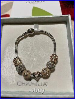 New Chamilia Charm Silver Bracelet With 7 Charms