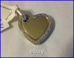 New David Yurman Silver Diamond Heart Pendant Enhancer Charm Necklace Bracelet
