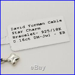 New David Yurman Sterling Silver & 18k Gold Star Of David Diamond Charm Bracelet