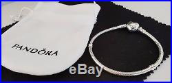 New Genuine 925 Pandora Moments Silver Heart Clasp Charm Bracelet