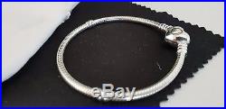 New Genuine 925 Pandora Moments Silver Heart Clasp Charm Bracelet