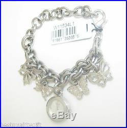 New Guess Butterfly Charms Silver Tone Bracelet Lady's Watch W11534l1