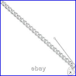 New Ladies 925 Sterling Silver Vintage Style Curb Charm Padlock 9mm Bracelet 40g