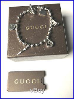 New Original Gucci Women's Sterling Silver Charm Bracelet