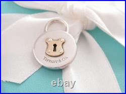 New Tiffany & Co Silver 18k Gold Circle Lock Charm Pendant 4 Bracelet /necklace