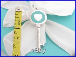 New Tiffany & Co Silver Heart Blue Enamel Key Pendant Charm 4 Necklace Bracelet