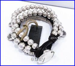 New Uno De 50 Silver Tone What A Mess! Chunky leather Beaded Toggle Bracelet