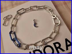 New boxed Pandora ME Link Chain Bracelet, blue link chain charm, moon 3in1 22cm