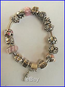 Nice Authentic Pandora Silver Bracelet With 17 Charms Marked 925 Ale Length 7,8