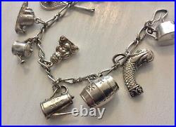 Nice Old Early Vintage Silver Charm Bracelet with Interesting Charms