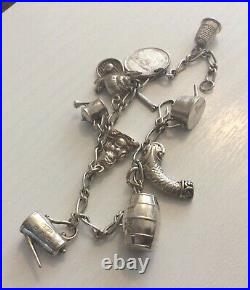 Nice Old Early Vintage Silver Charm Bracelet with Interesting Charms