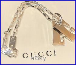 Nwt 100% Authentic Gucci Sterling Silver Double G Charm Bracelet Link Chain 6.5