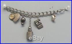 Old Sterling Silver Tiffany Perfume Bottle on a Chunky Sterling Charm Bracelet