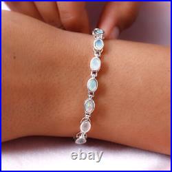 Opal Tennis Bracelet in Platinum Plated Silver Size 7 Inches Metal Wt. 9.3 Grams