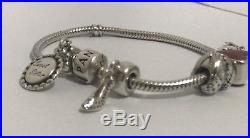 Original Authentic Pandora Bracelet With 5 Charm's Sterling Silver 925