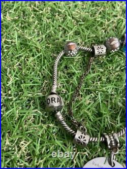 Original Pandora Bracelet With Mixed Charms 925 Sterling Silver (A53)