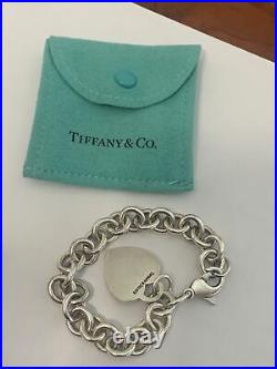 Original Tiffany & Co. 925 Sterling Silver Heart Tag Charm Link Bracelet 7