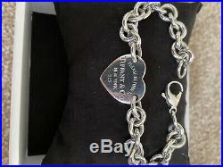 Original Tiffany & Co Sterling Silver Heart Tag Charm Chunky Bracelet no 925