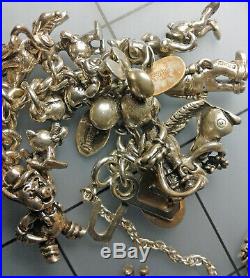 Over 40 Walt Disney Charms 150.25 grams Vintage Sterling Silver Charm Bracelet