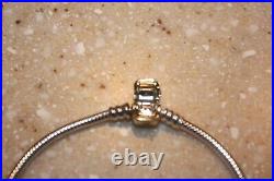 PANDORA 14K YELLOW GOLD BARREL STERLING SILVER BRACELET 925 G 585 ALE w CHARMS