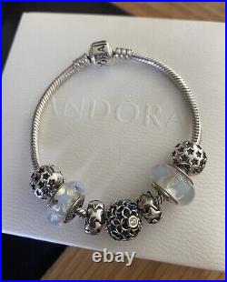 PANDORA 19cm Bracelet, 3 Star Charms 1 With 14K Gold, 2 Spacers, 2 Stars Clips