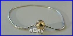 PANDORA Essence 925 Silver & 14k Gold Bracelet 7.9 596003-20 with 7 Charms