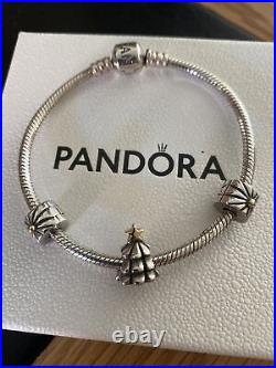 PANDORA Moments 18cm Bracelet, Silver & Gold Clips & Christmas Tree Charm