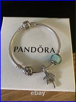 PANDORA Silver 17cm Bracelet With 3 Pandora Charms