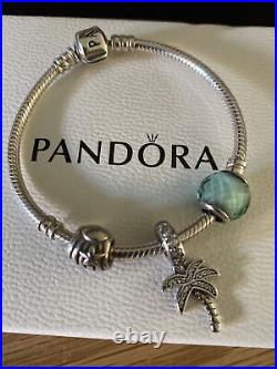 PANDORA Silver 17cm Bracelet With 3 Pandora Charms