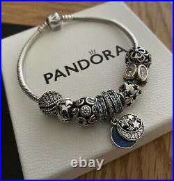 PANDORA Silver 20cm Bracelet & 9 Pandora Charms