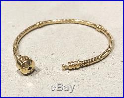 PANDORA Silver Bracelet 14K Gold Plated 590702HV Authentic Charm Bracelet