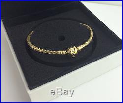 PANDORA Silver Bracelet 14K Gold Plated 590702HV Authentic Charm Bracelet