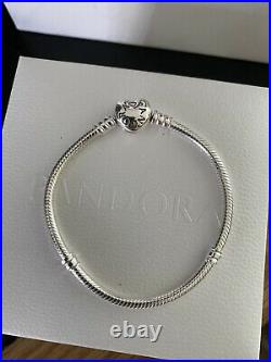 PANDORA Silver Moments 17cm Bracelet (new), Pandora Bow Charm & Round Clips