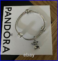 PANDORA Silver Moments 18cm Bracelet, Clips, Pandora Disney Mickey Minnie Charm