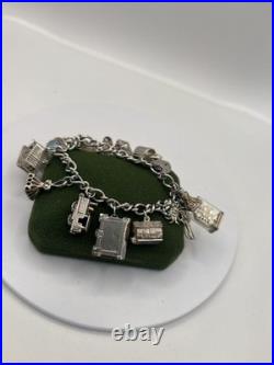 (PGR100)Vintage Sterling Silver Charm Bracelet With Safely Chain