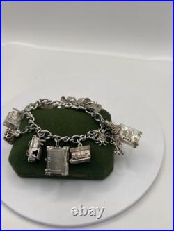 (PGR100)Vintage Sterling Silver Charm Bracelet With Safely Chain