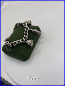 (PGR100)Vintage Sterling Silver Charm Bracelet With Safely Chain