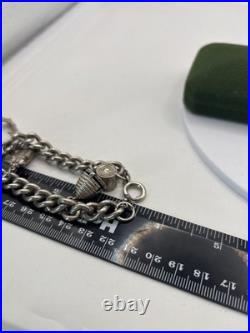 (PGR100)Vintage Sterling Silver Charm Bracelet With Safely Chain