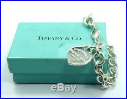 PLEASE RETURN to TIFFANY & CO Sterling Silver HEART TAG Charm Oval Link Bracelet