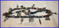 Paige Wallace 925 Sterling Silver Beaded Turquoise Charm 8 Bracelet 75 Grams