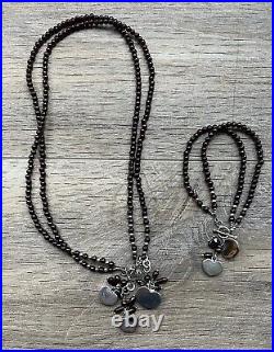 Palenque Garnet Beads & Sterling Silver 925 Necklace & Bracelet